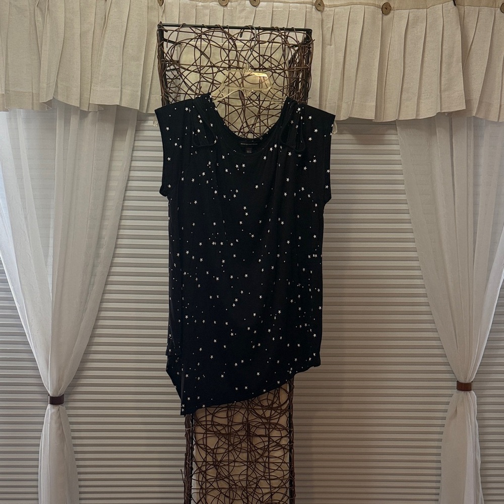Rock & Republic Black Top with White Stars